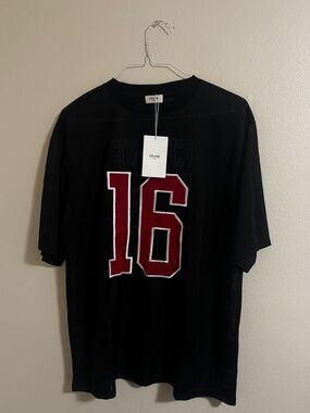 Celine Black Mesh Number 16 Short-Sleeve Jersey